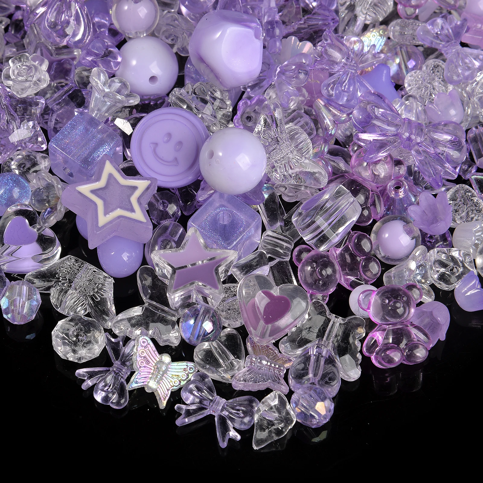 Смешанные бусины с бантиками, звездами, медведями, сердечками, улыбками и бабочками из акрила, 20 г/упак. для создания украшений и браслетов своими руками.