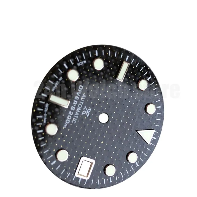 Carbon fiber Dial Watch modified 29mm assembly Japan nh35 automatic movement single calendar window seiko Watch enlarge