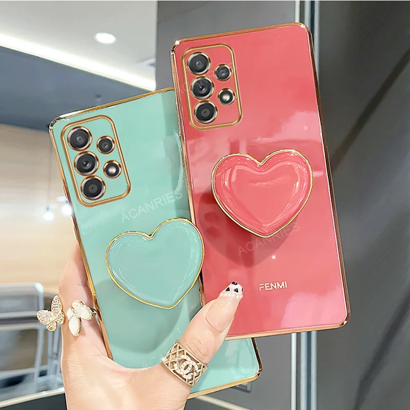 

Чехол-накладка для Samsung, Galaxy A53, A33, A73, A13, A23, A52, A32, A72, A53, 33, 52, 13, 23, силикон, с держателем в виде сердца