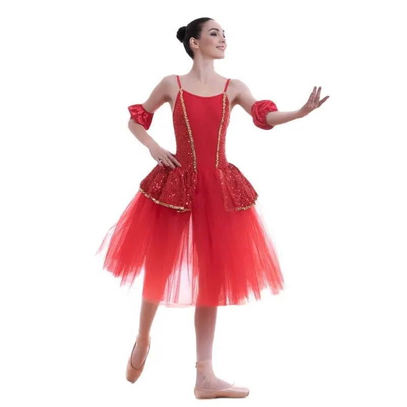 Фаворит для танцев балетные пачки 18702 красный лиф из спандекса с блестками