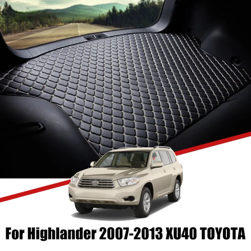 

Кожаные коврики для багажника автомобиля на заказ для Toyota Highlander 2007, 2008, 2009, 2010-2013, водонепроницаемый нескользящий поднос, аксессуары для груза
