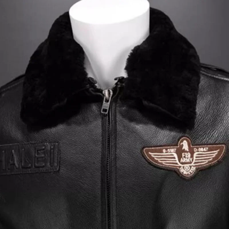 Мужская Осенняя кожаная куртка-пилот в стиле милитари