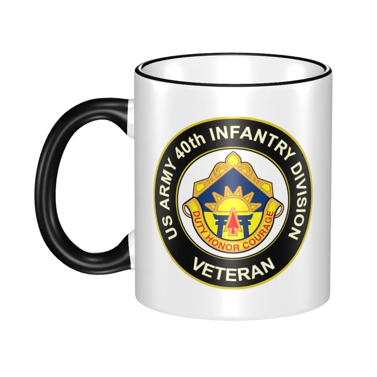 

U.S. Army 40th Infantry Division Unit Crest Veteran Beer Cup Porcelain Coffee Mug Tea Cup 11oz Ceramic Mugs