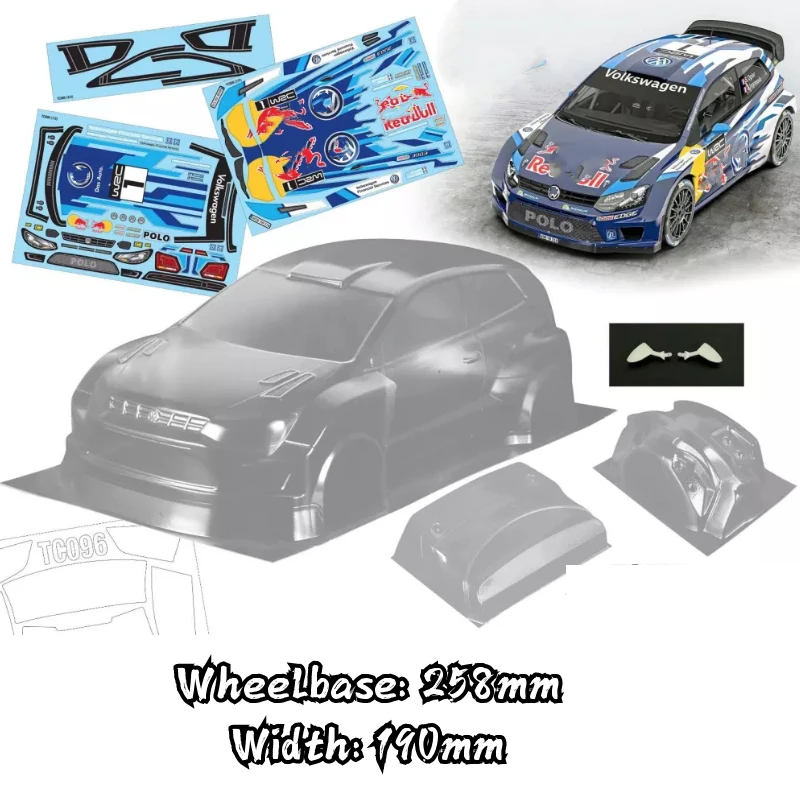 1/10 Polo WRC Rally RC shell body 190mm width 258mm wheelbase Transparent no painted drift body shell for RC hsp hpi trax Tamiya