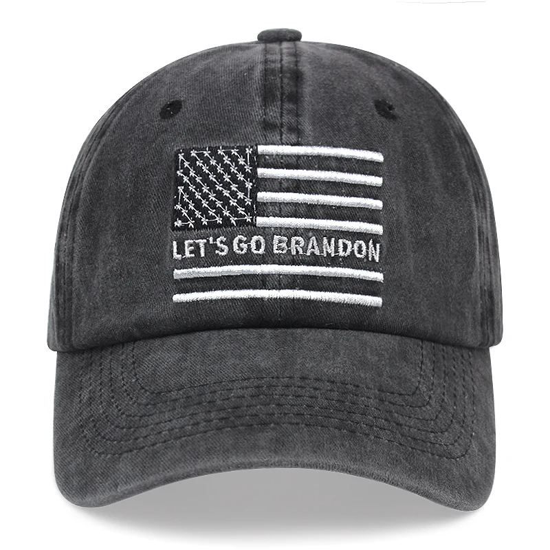 

American Flag Baseball Cap BRANDON Embroidery Hat Washed Cotton Cap