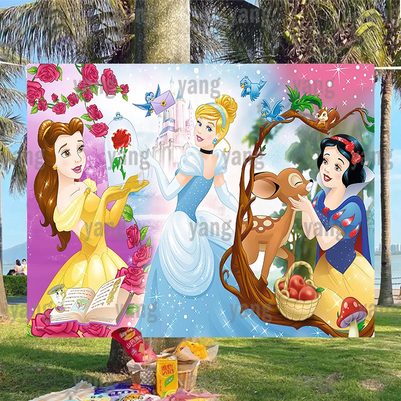 

Фон из ткани для детской вечевечерние с изображением Принцессы Диснея на заказ