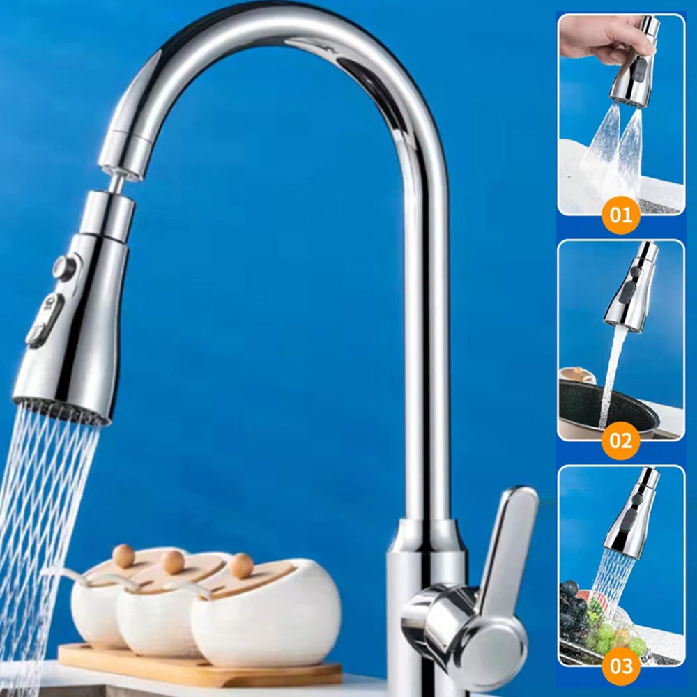 

360 Degree Swivel Sink Faucet Aerator 3 Modes Water Saving Faucet Nozzle Adapter Universal Pressurized Faucet Sprayers In Stock