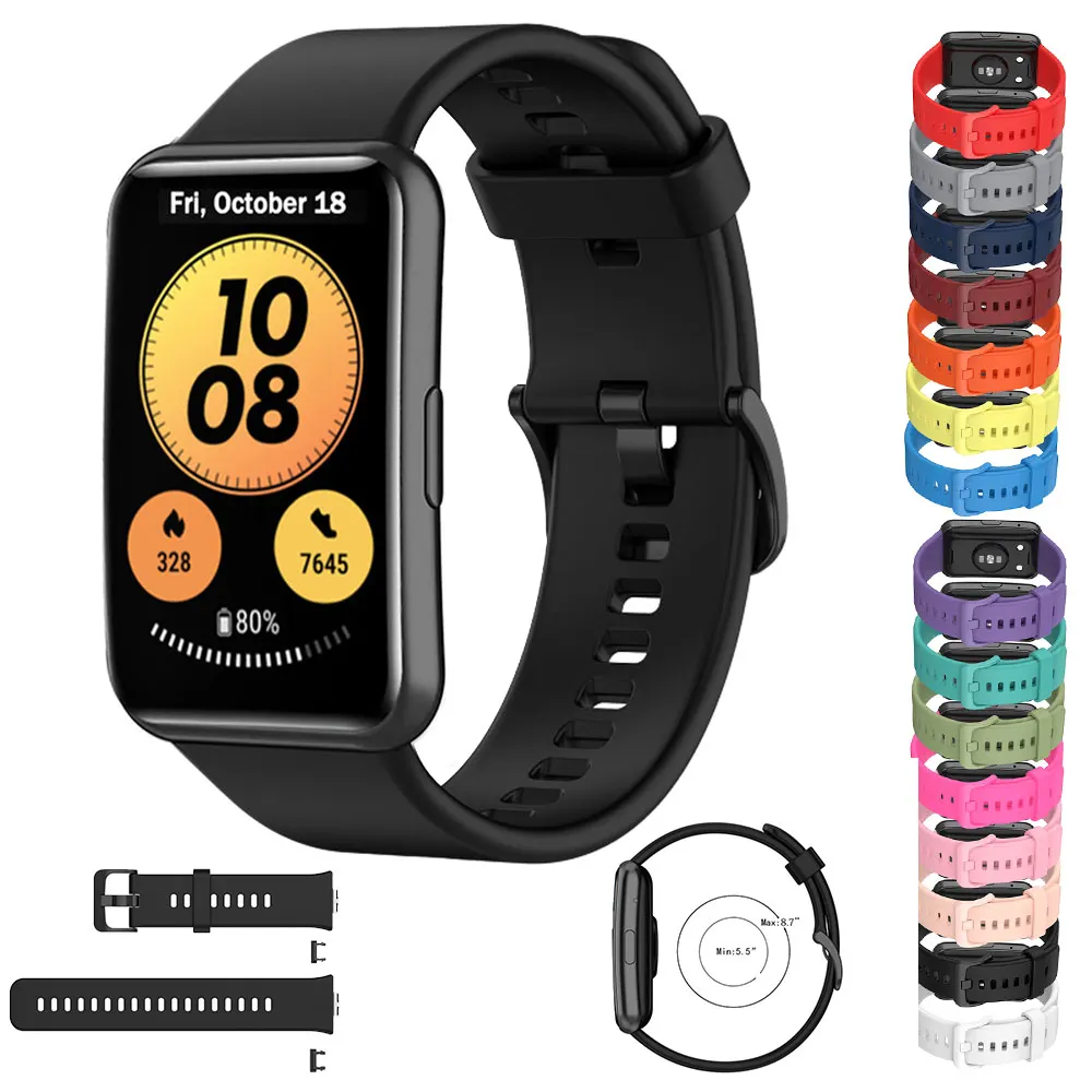 

For Huawei Watch Silicone Band FIT Strap Smartwatch Accessories Replacement Wrist bracelet correa huawei watch fit 2021 Strap