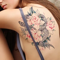 temporary tattoo stickers pink rose flower snake fake tatto waterproof tatoo back leg arm belly big size for women men girl