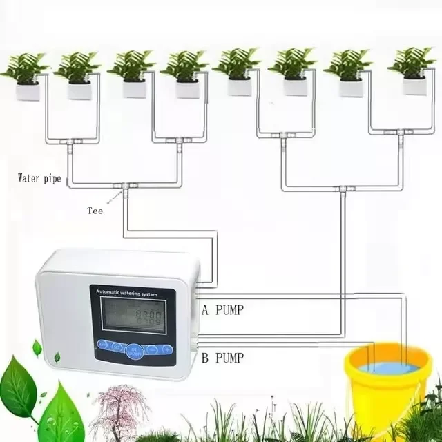 

Dual-pump Smart Drip System Timer Garden Automatic Solar Energy Charging Watering system for Potted Plant Flowers