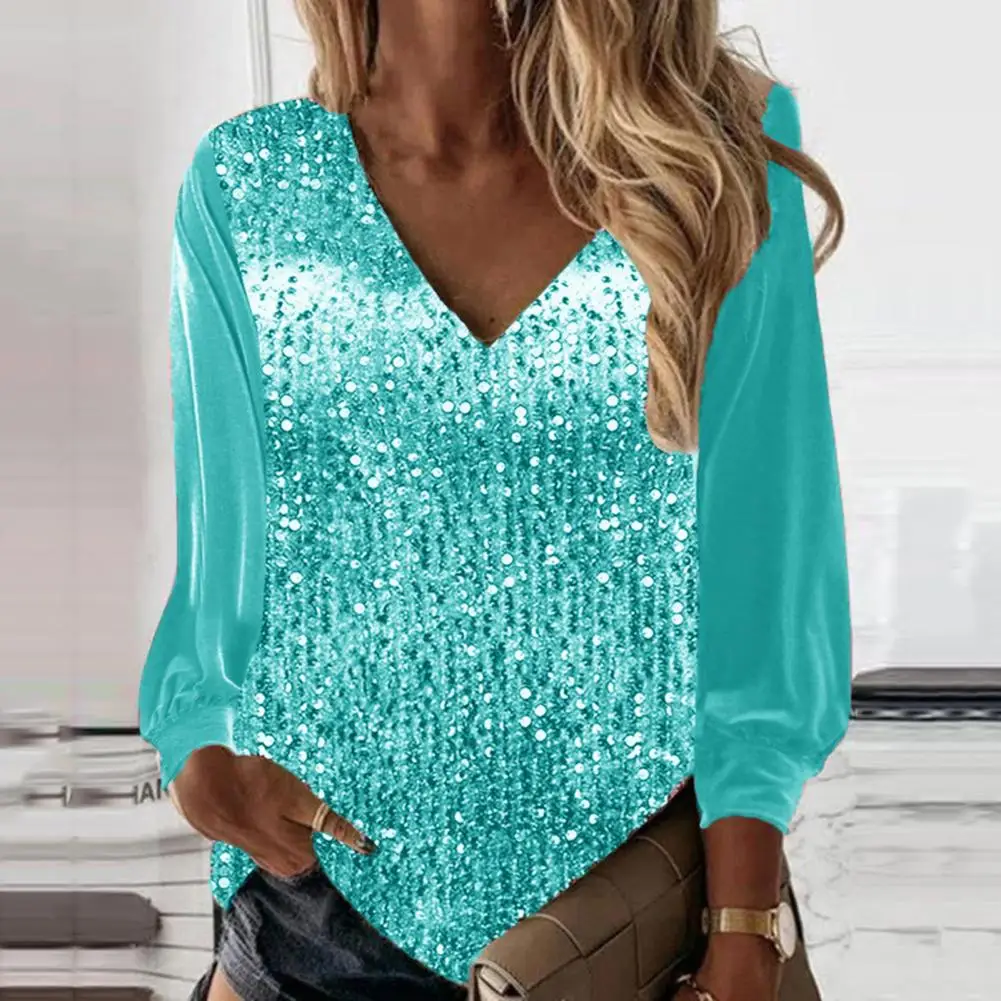 

Lady Blouse Deep V Neck Women Spring Top Firm Stitching Lady Blouse