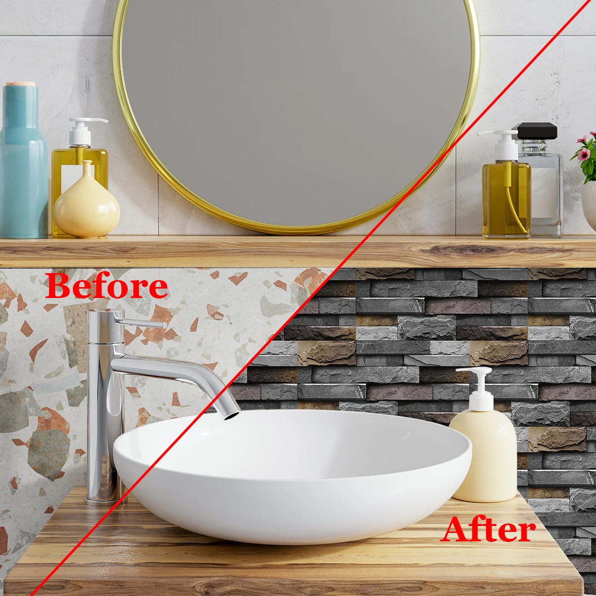 24 шт. мраморный узор 3D эффект кристалл кухонные наклейки водостойкие