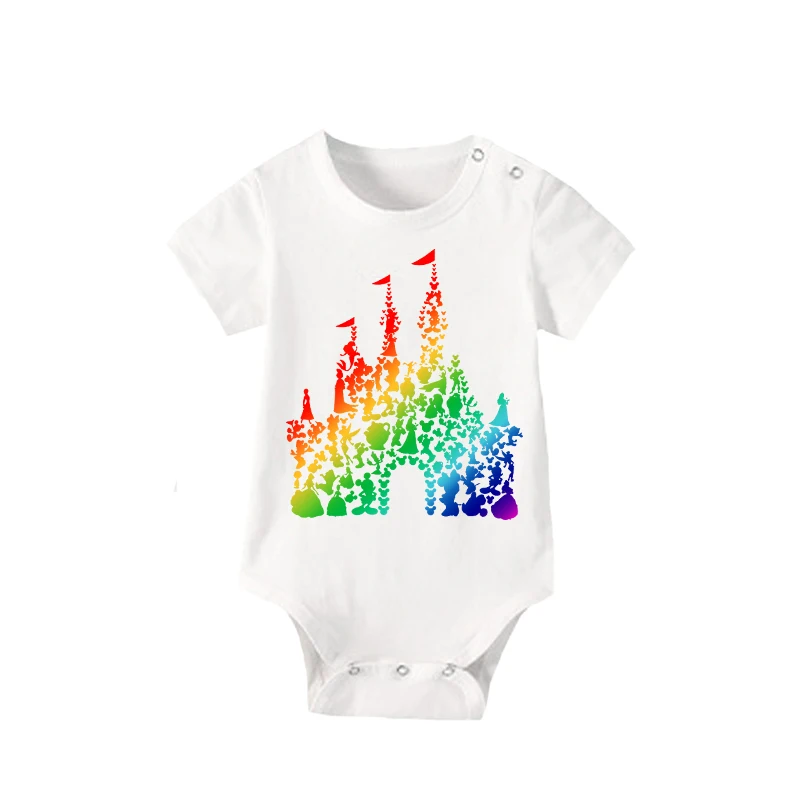 Family Matching Pajamas Exclusive Design Rainbow Castle White Pajamas Set