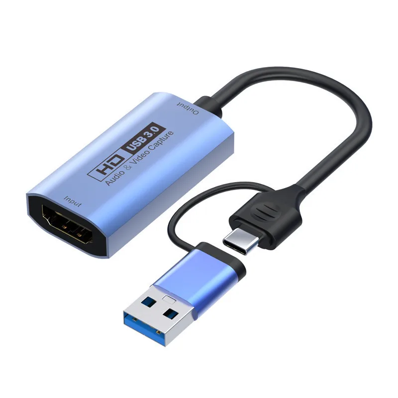 

4K 1080P@60Hz Video Capture Card HD To USB 3.0 Type-C Audio Video Recorder for Win PC Game Streaming Live Broadcasting Teaching