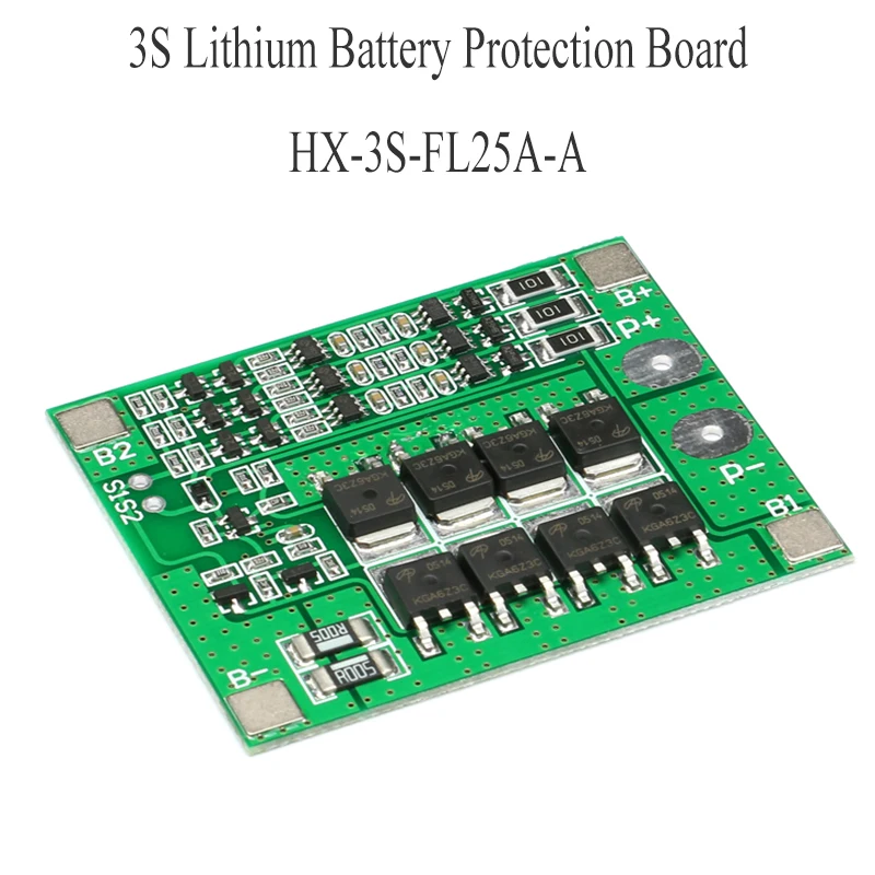 Умная Защитная балансировочная плата BMS 3S18650 для зарядки литий-ионных батарей, 1 шт.