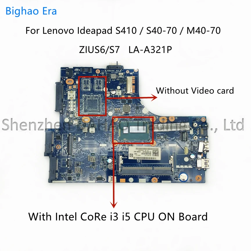 LA-A321P для Lenovo Ideapad S410 S40-70 M40-70 i5-4210U материнская плата для ноутбука с i3 CPU DDR3 Fru:5B20G18980 100% полностью протестирована