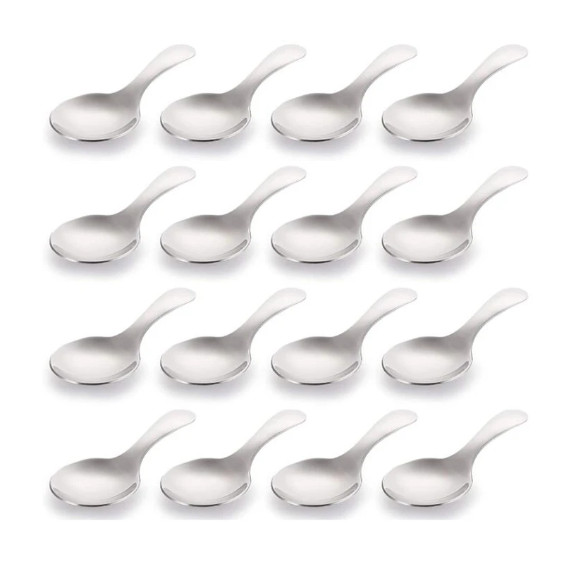 

16 Pack Short Handle Spoons Mini Salt Spoons,Stainless Steel Condiments Spoon,Round Dessert Spoons for Salt,Tea,Coffee