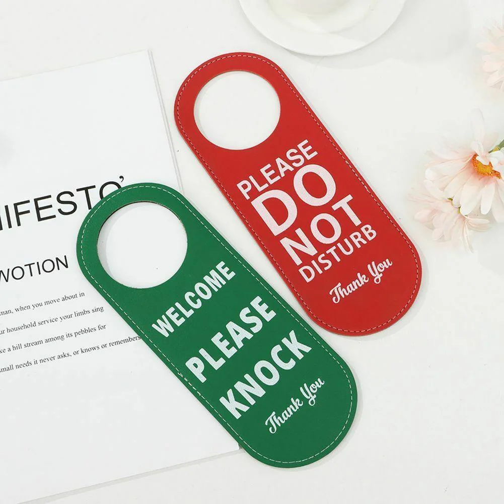 1pcs Hanger Tags Label Door Sign Do Not Disturb Bar Hotel Mall Beautiful Black+green Hanging Tag Leather 22.5*8.5cm - купить по