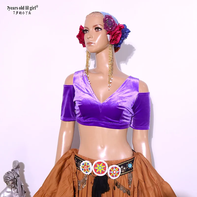 Бархатный костюм для танцев толстый шанс этнический чоли топ с короткими