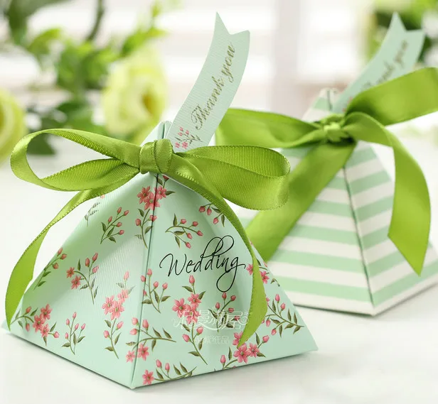 Wedding Favors Gift Paper Sugar Chocolate Box With Ribbon Bow Cards