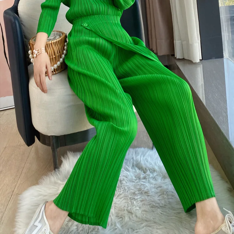 

Miyake pleated pants ninth pants spring and summer thin pleated organ pants casual pants straight wide-leg pants suit pants wome