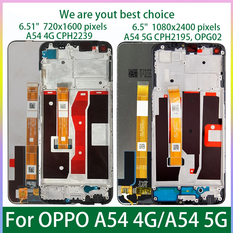 

Для OPPO A54 4G 5G Оригинальный ЖК-дисплей с рамкой кодирующий преобразователь сенсорного экрана в сборе Замена CPH2239 CPH2195 OPG02