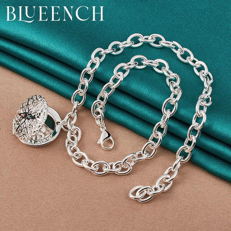 

Blueench 925 Sterling Silver Disc Cutout Pendant Simple Necklace for Women Wedding Party Fashion Jewelry