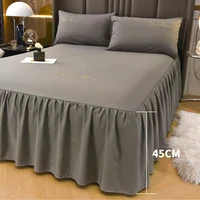 Hoiime Solid Elastic Bed Skirt Hotel Wrap Around Elastic Bed Sheet Mattress Cover Twin/Full/Queen/King Size 38cm Height