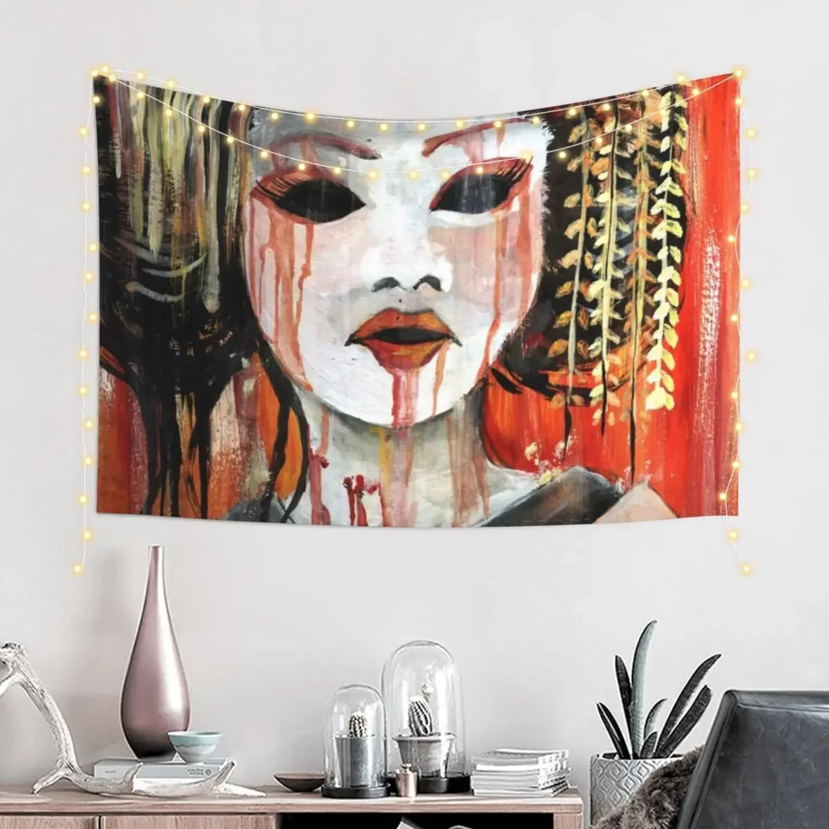 Гейша в осеннем дождя: Невинная наложница гобелен художественная роспись для