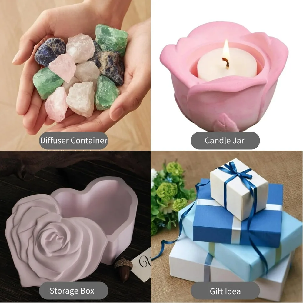 Роза банка для свечей бетонные силиконовые формы с крышкой сделай сам цветок