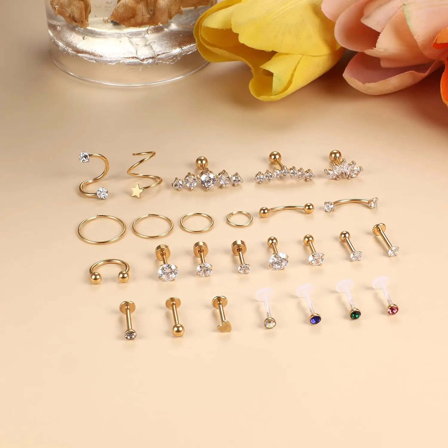 FASACCO 1 шт. пирсинг для носа из нержавеющей стали кольца губ серьги раковины