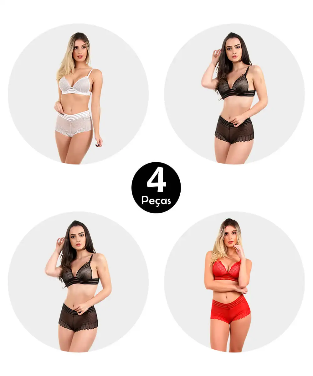 

Kit 4 Set IMI Lingerie With Bojo In Lace Caleçon Charm