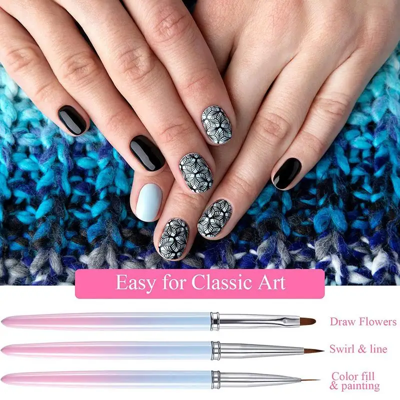 

15 шт., нейлоновая ручка для дизайна ногтей