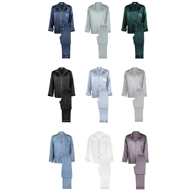 

Роскошная пижама из 100% натурального шелка тутового шелкопряда, высококачественный мужской комплект из 2 предметов с брюками с длинным рука...