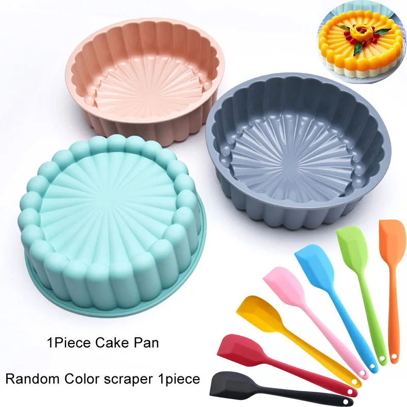 Silicone Charlotte Cake Pan Reusable Mold Fluted Cake Pan Nonstick Round Molds for Shortcake Cheesecake Brownie Tart Pie 2Pcs