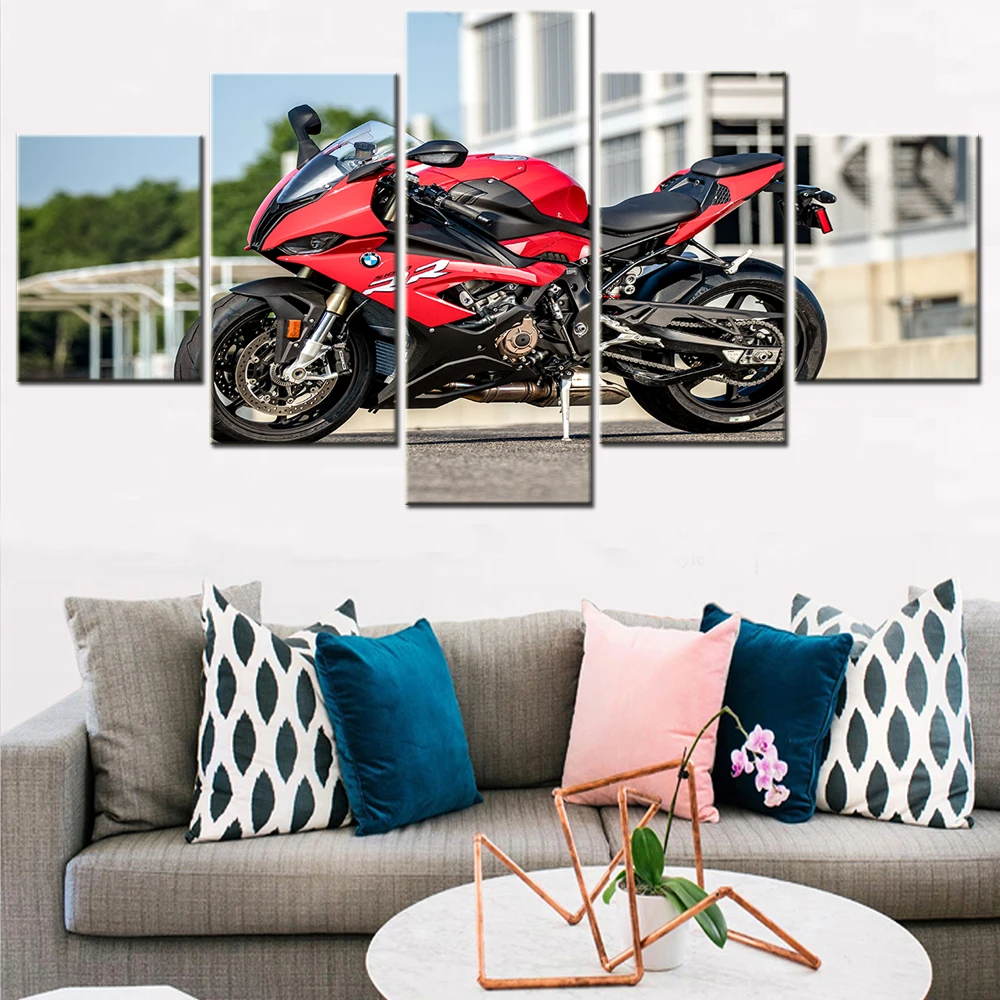 

Modern Canvas Wall Art Poster Frame Home Decor 5 Pieces 2020 Bmw S1000rr BMW Motorcycle Pictures HD Print Painting Room Decor