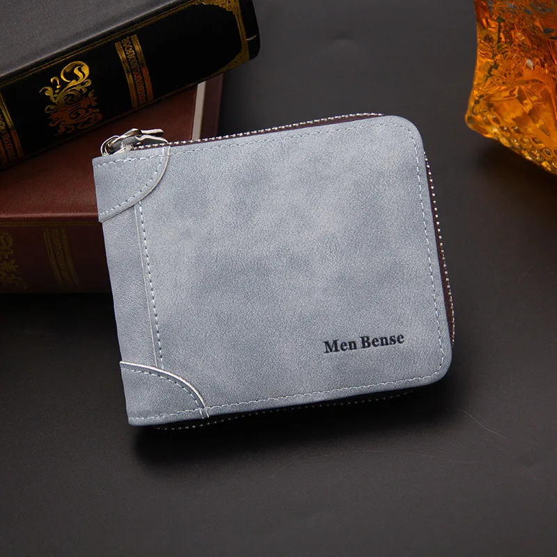 

New Men's Short Wallet Fashion Business Men's Zipper Bag Coin Purse Luxury Wallet Men Designer Brand Card Wallet Small Slim