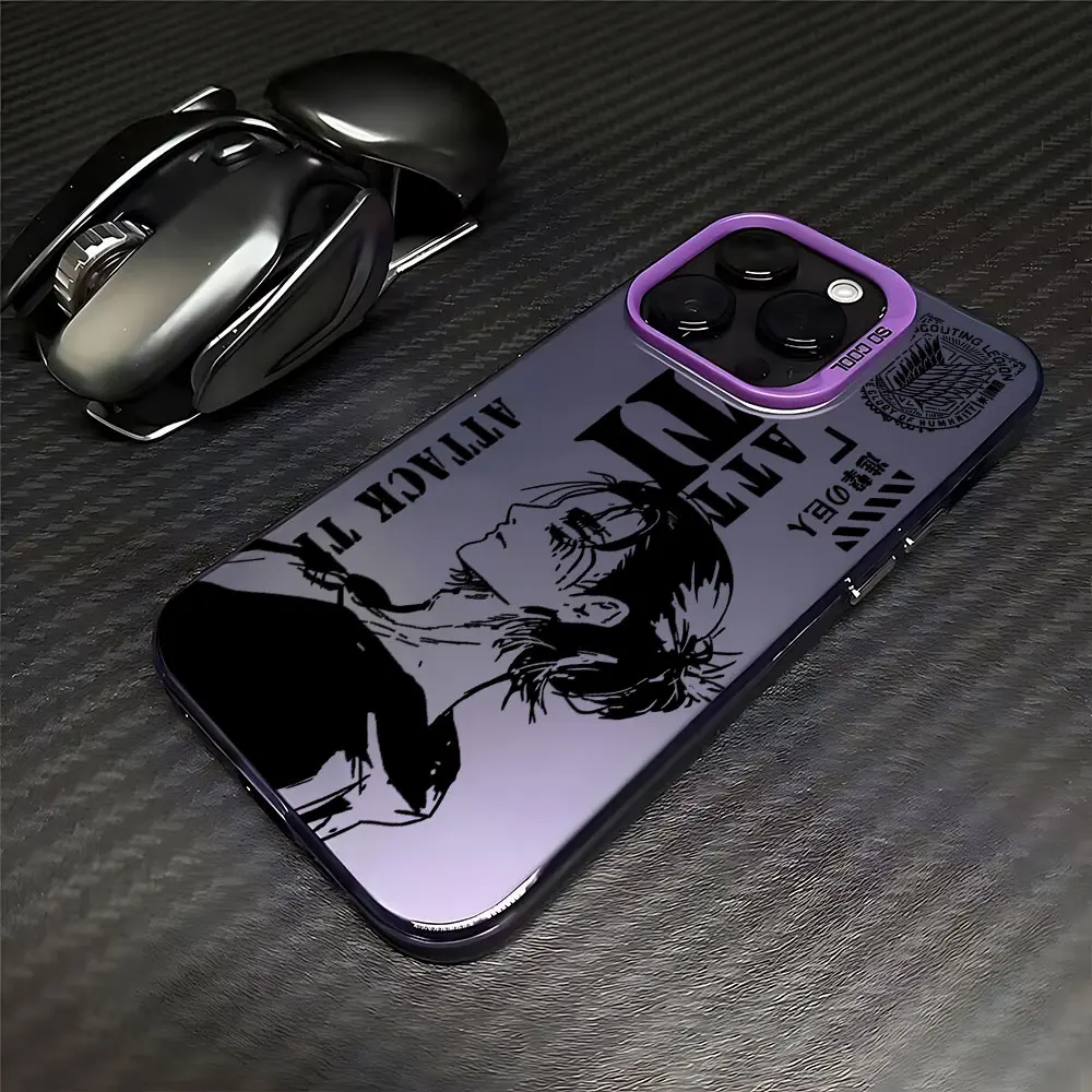 Фото Японский чехол для телефона Attack On Titan Eren с матовым покрытием для iPhone 17, 16, 15, 14 Plus, 13, 12 Mini, 11 Pro Max, акриловый, силиконовый, жесткий чехол №5