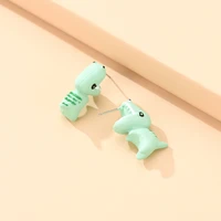cute animal bite earring dinosaur suitable for women cartoon little dog whale earring teens girl funny gift teenager accessories