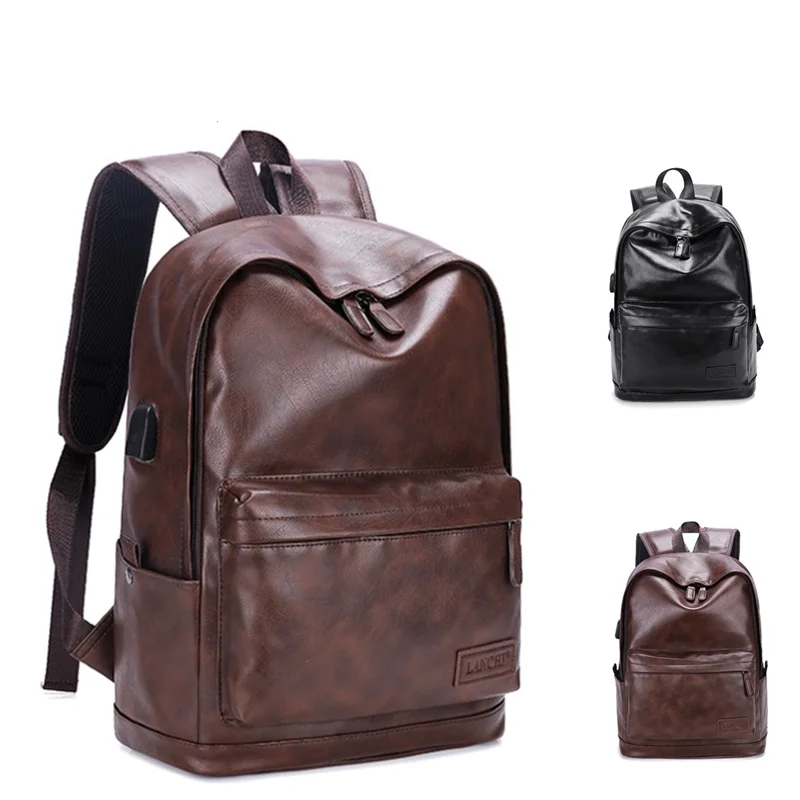 

Men's Backpack Travel Casual Fashion Students School Bag Large Capacity Bag Brand High Quality Leather Backpacks Laptop Backpack