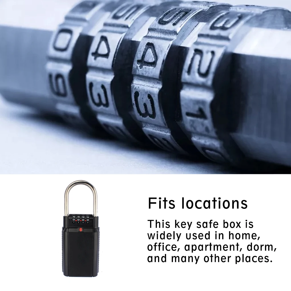

Key Storage Lock Hanging Door Card Safe Box 4-digit Combination Password Locks Resettable Padlock Security Accessory