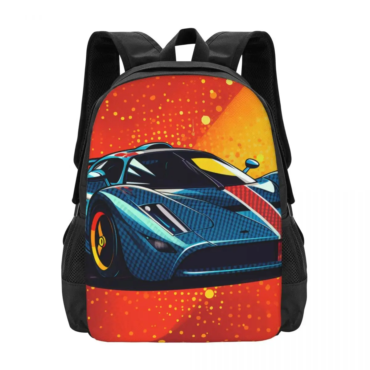 

Passionate Sports Car Backpack Retro Multicolored Travel Backpacks Boy Quality Breathable High School Bags Streetwear Rucksack