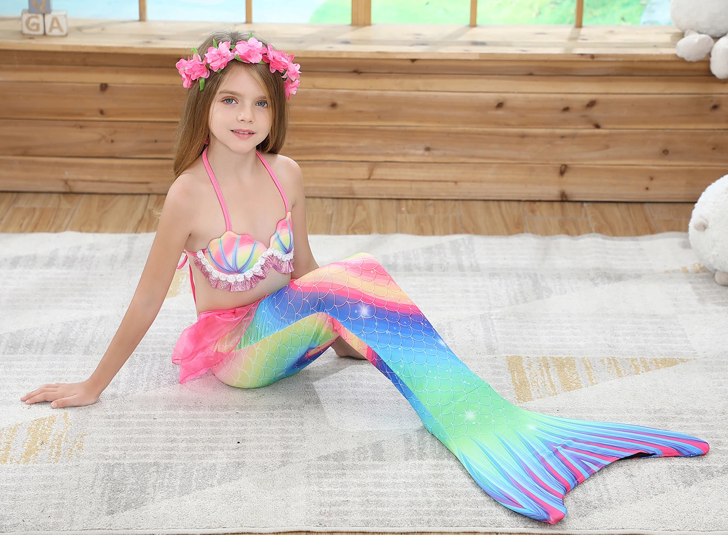 Детская пляжная одежда для косплея маленькой Русалочки женский купальный костюм