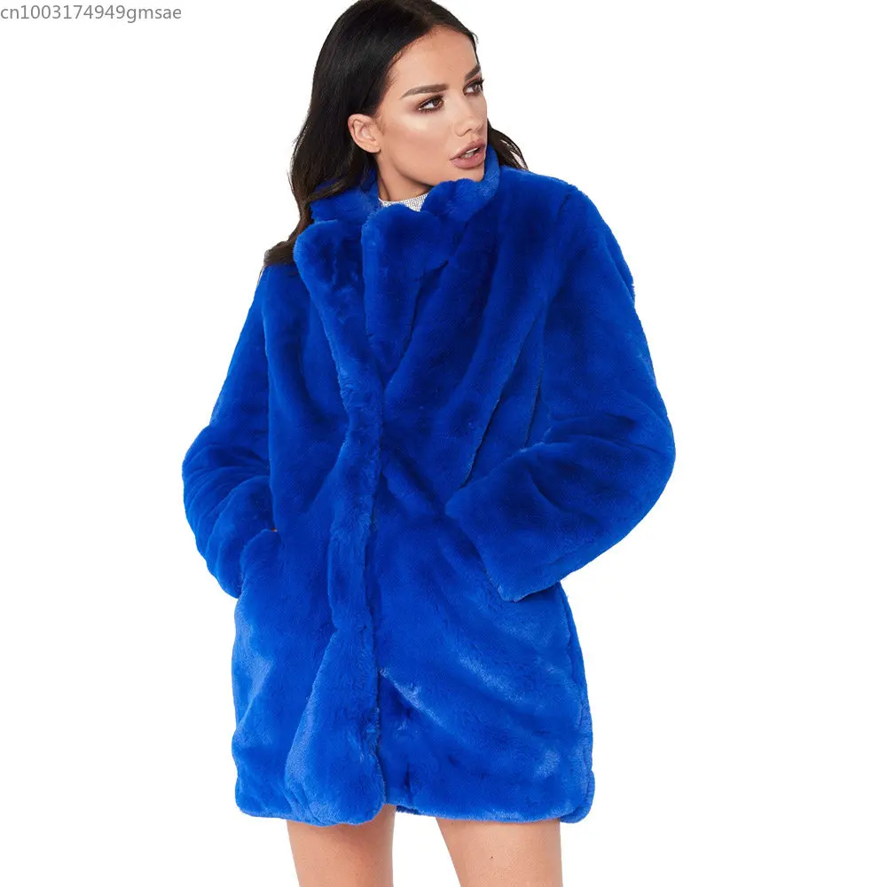 

4Xl Size Thick Fur Coat Women Winter Warm Loose h Teddy Fluffy Long Sleeve Faux Fur Coats Woman Solid Jackets Solid