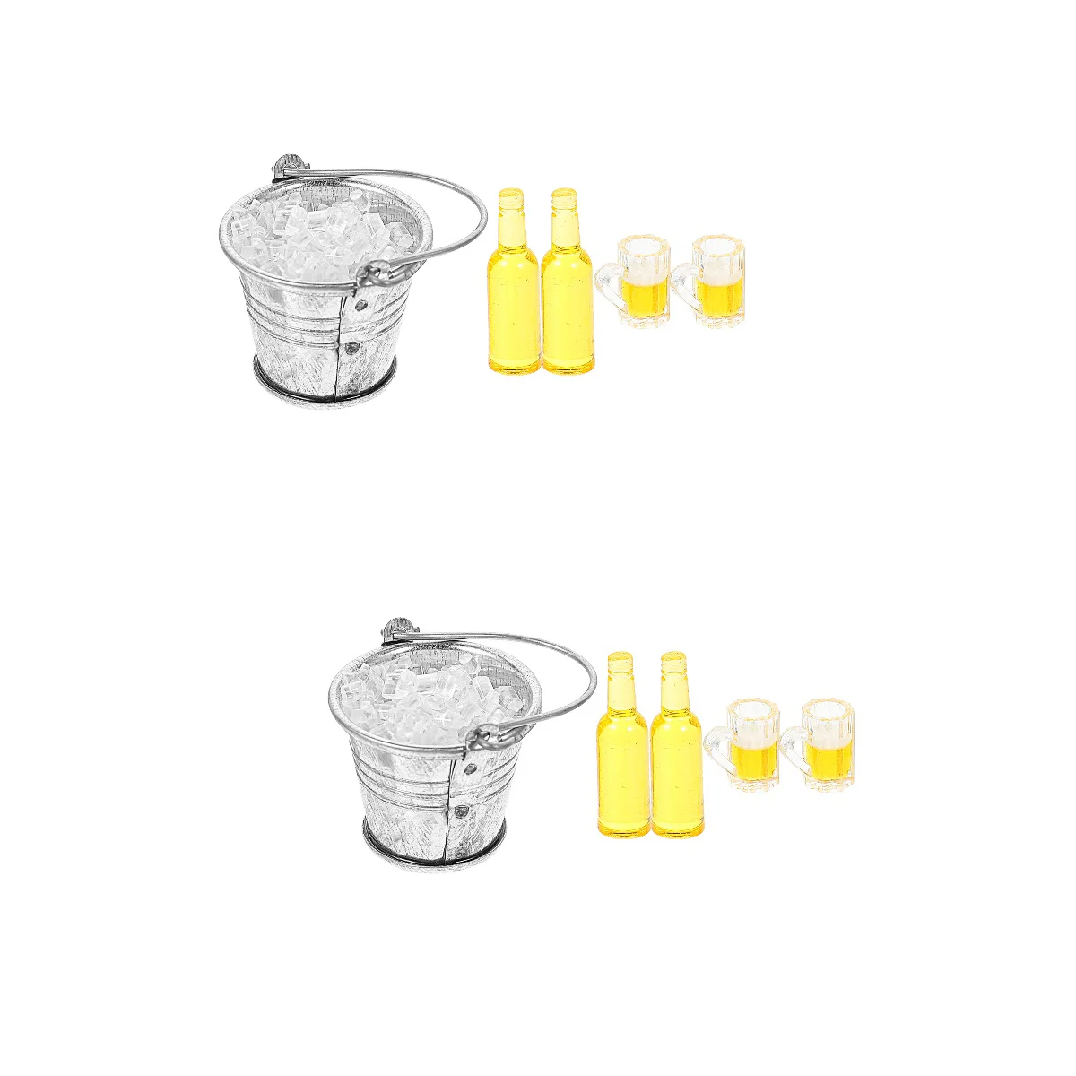 

Dollhouse Bucket Beer Miniature Ice Bottle Mini Pretend Beverage Cups Play Buckets Accessories House Galvanized Glasses Glasses