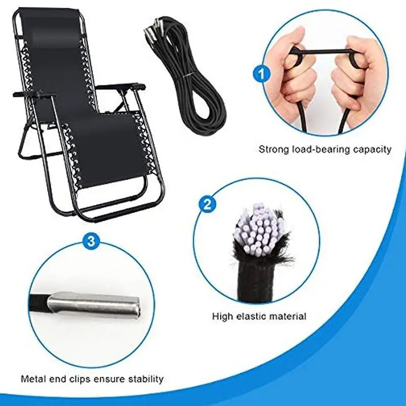 Cord 4pcs Lawn Patio Chairs Long Short Cords Reclining Patio Chairs Replacements Nylon Ropes For Sun Loungers
