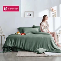 sondeson solid color 100 silk duvet cover pillow case bed sheet green quilt cover women men queen king bedding linens set