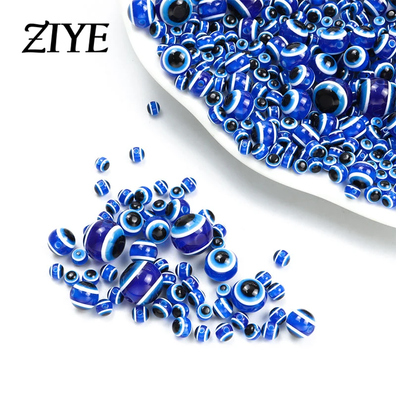 

20-100pcs Dark Blue Flat Evil Eyes Beads Oval Resin Loose Spacer Beads for Jewelry Making DIY Necklace Bracelets 4/5/6/8/10/12mm