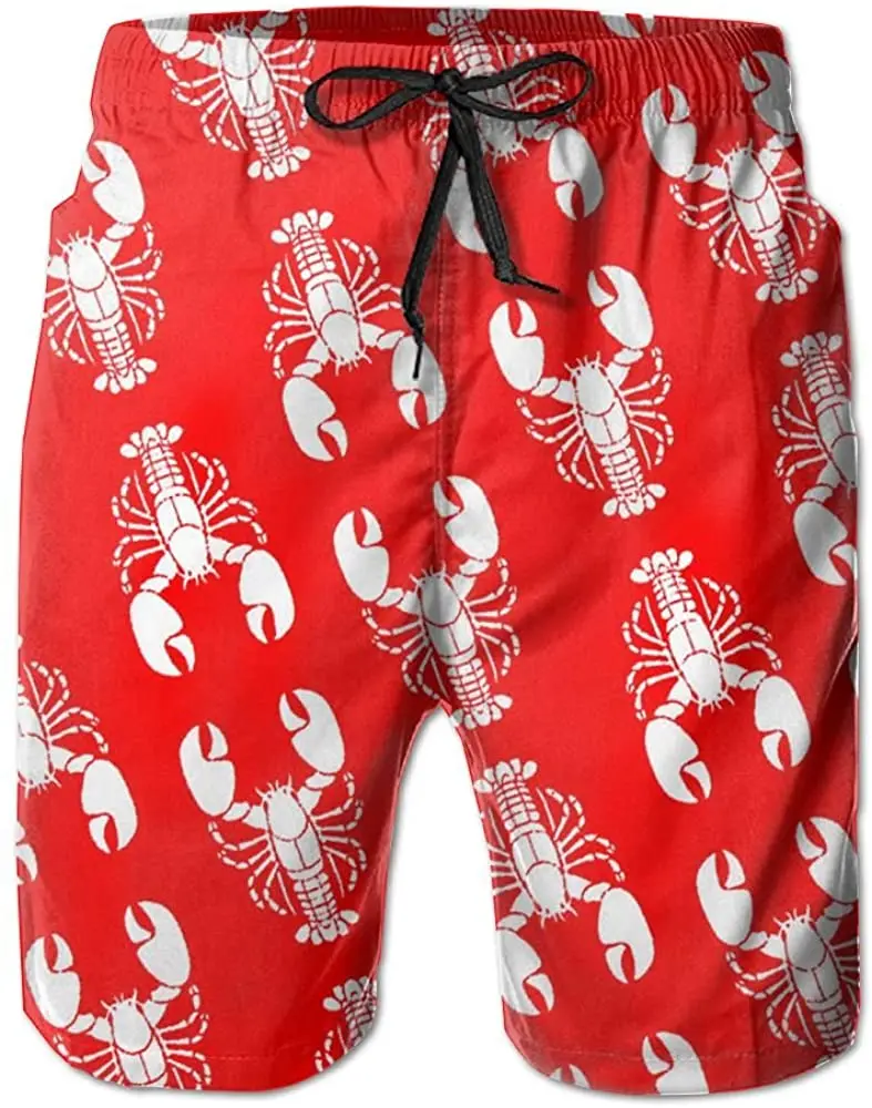 

Board Shorts Red Lobster Men's Quick Dry Swim Trunks Beach Shorts