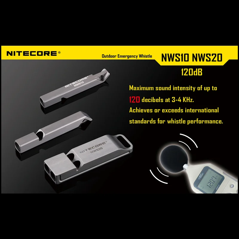 Nitecore NWS10 экстренный спасательный свисток титановая пористая структура 120 дБ для